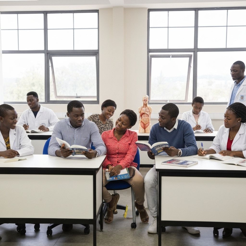 Students in medical training classroom
